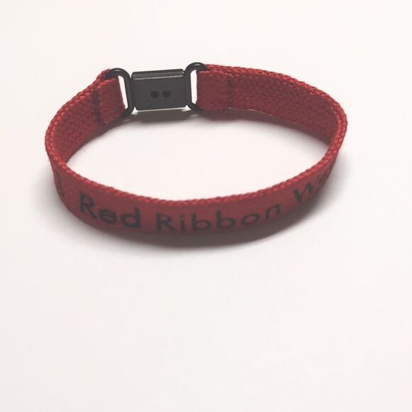 532 Red "Red Ribbon‎ Week" Cuff Bracelet - Picture 3 of 5